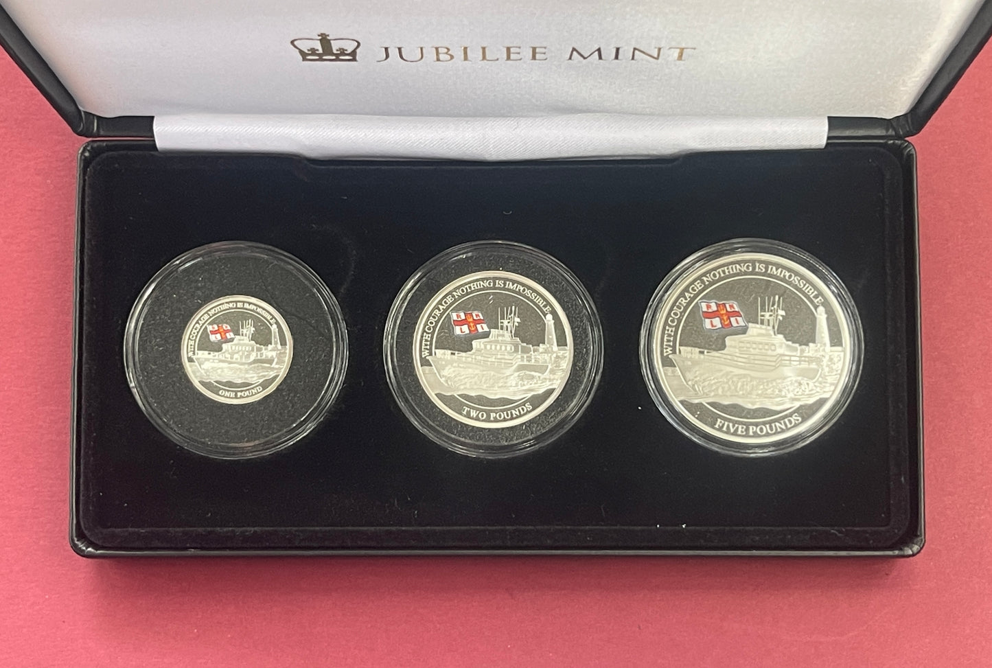 Elizabeth II,
Silver One, Two and Five Pound Proof Set,
Silver £1, £2, £5, 3 Coin Proof Set,
Royal National Lifeboat Institution,
Alderney,
With COA
2021 (B)