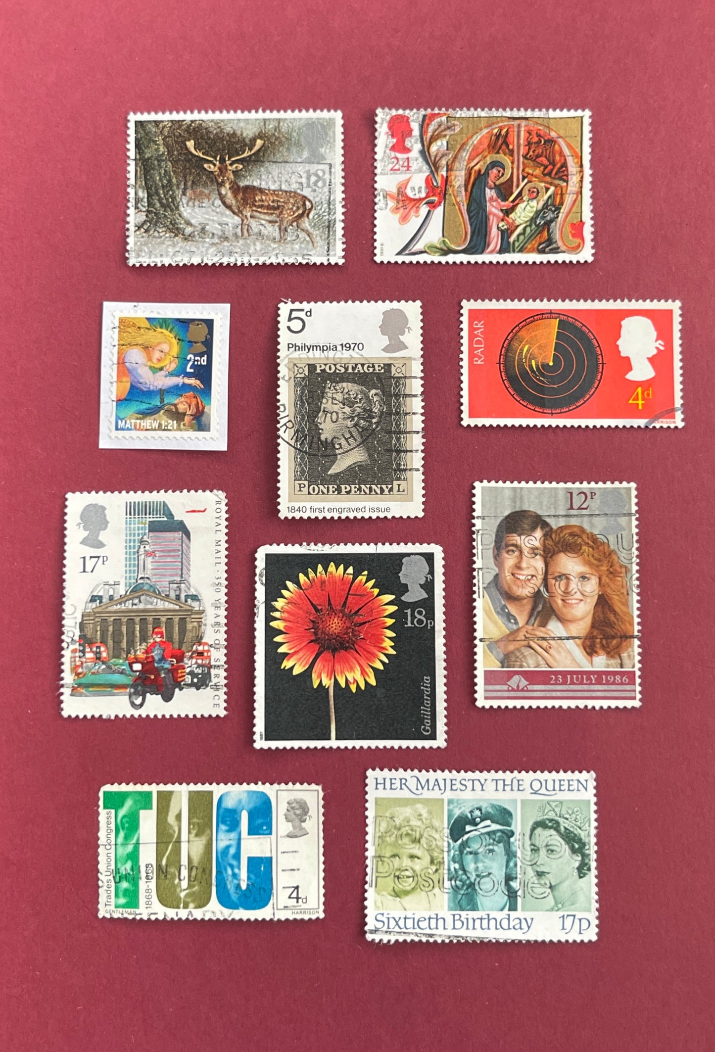 British Stamps, 10 Mixed British Stamps, All years 7