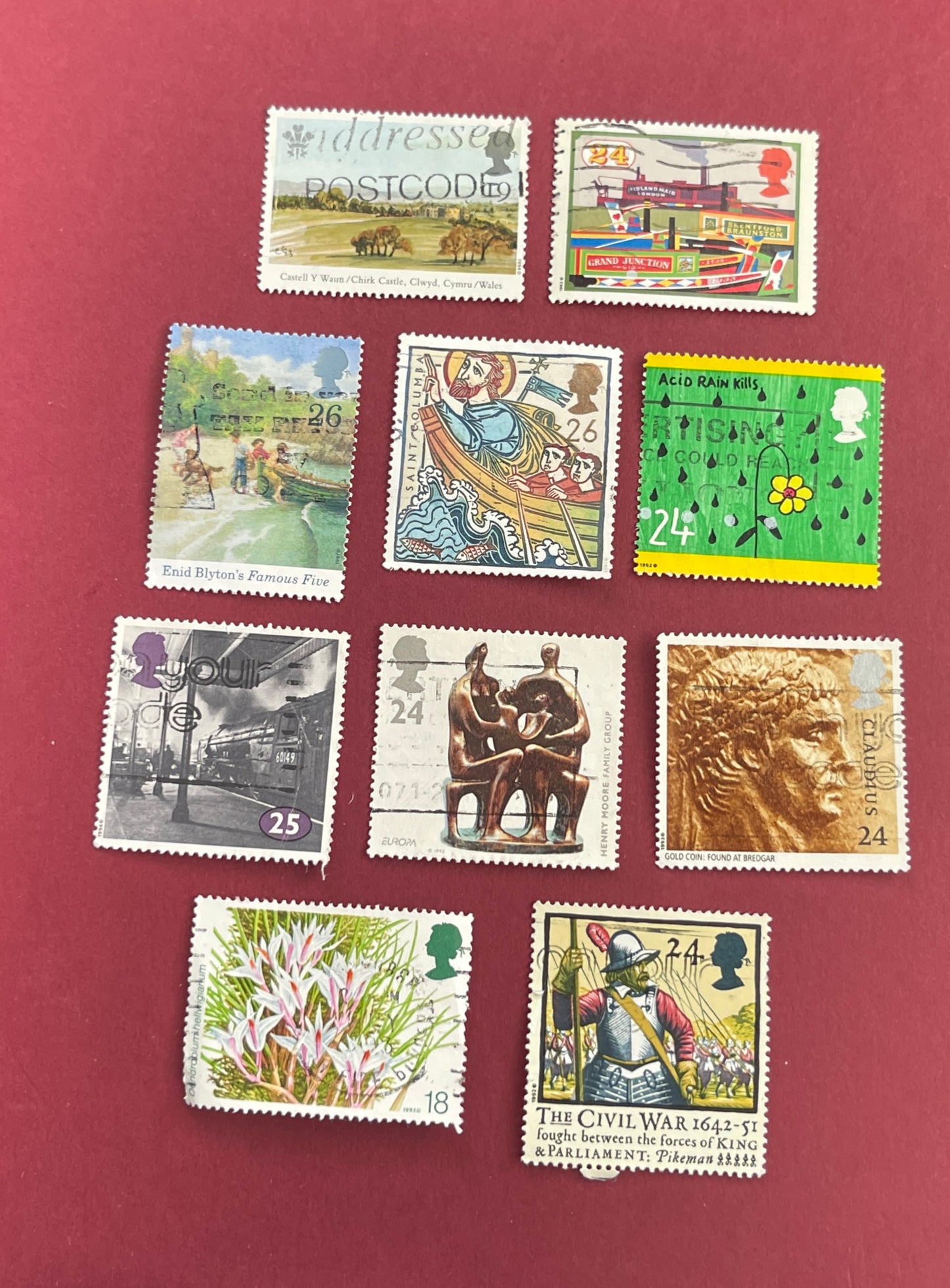 British Stamps, 10 Mixed British Stamps, All years 8