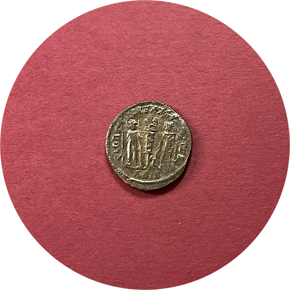 Constantine II,
Roman Caesar,
Constantinian Dynasty,
Roman Billon,
Centenionalis,
Siscia mint ASIS,
ca. 317-337AD
(N)