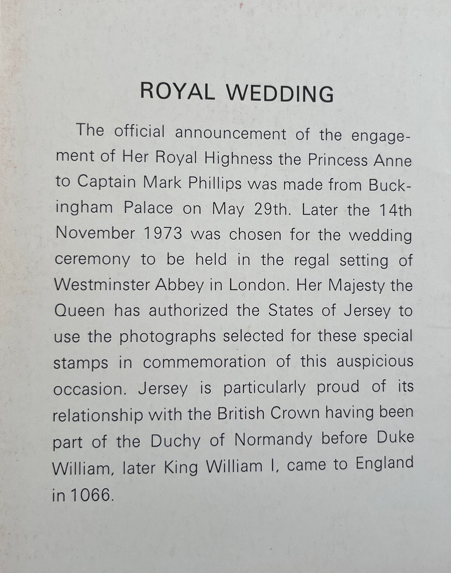 Elizabeth II, The Royal Wedding Stamp Set, Unmounted, 2 Stamps, Jersey, 1973