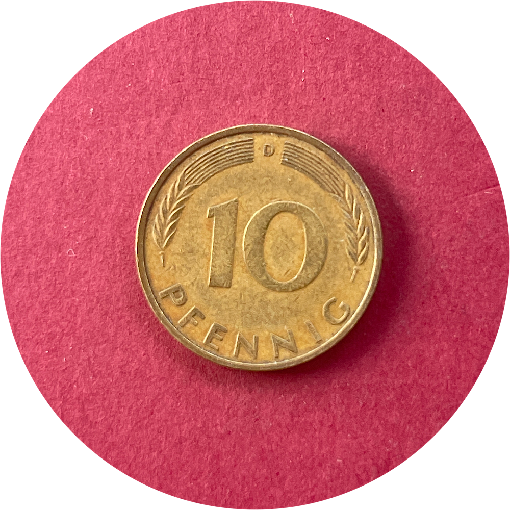 Germany, Ten Pfennig, 10 Pfenning, Deutsche Mark, 1971 (N)