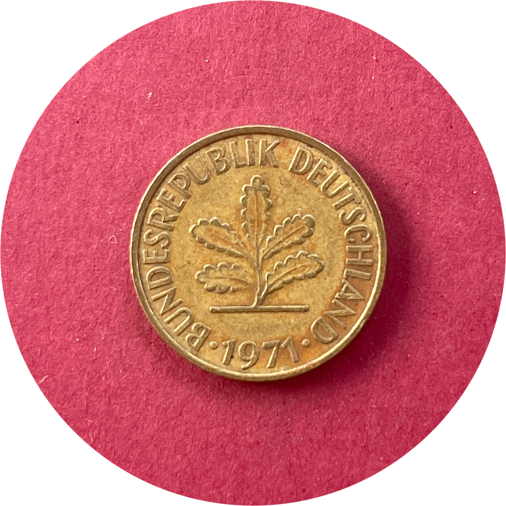 Germany, Ten Pfennig, 10 Pfenning, Deutsche Mark, 1971 (N)
