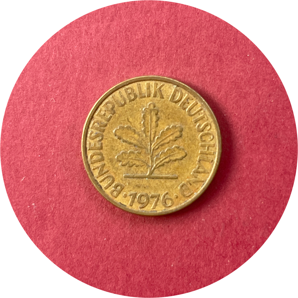 Germany, Ten Pfennig, 10 Pfenning, Deutsche Mark, 1976 (N)