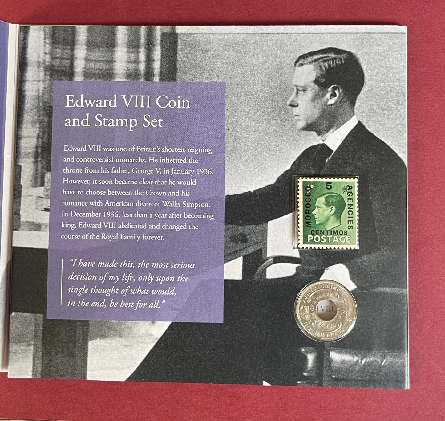 Edward VIII, 1/10th Penny (Coin and Stamp Set) British West Africa, 1936 (B)