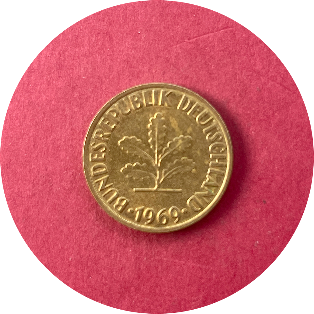 Germany, Ten Pfennig, 10 Pfenning, Deutsche Mark, 1969 (N)