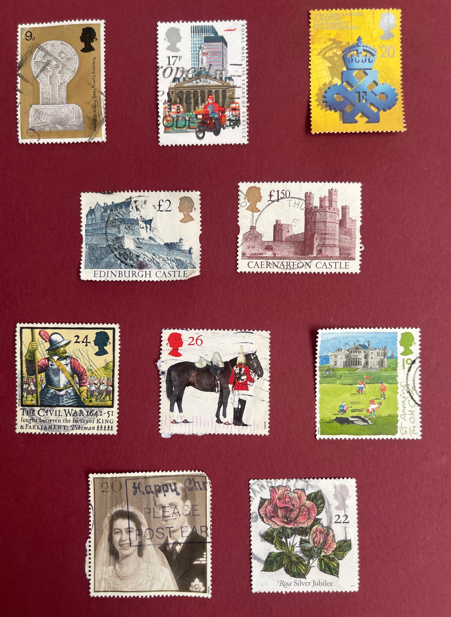 British Stamps, 10 Mixed British Stamps, All years 1