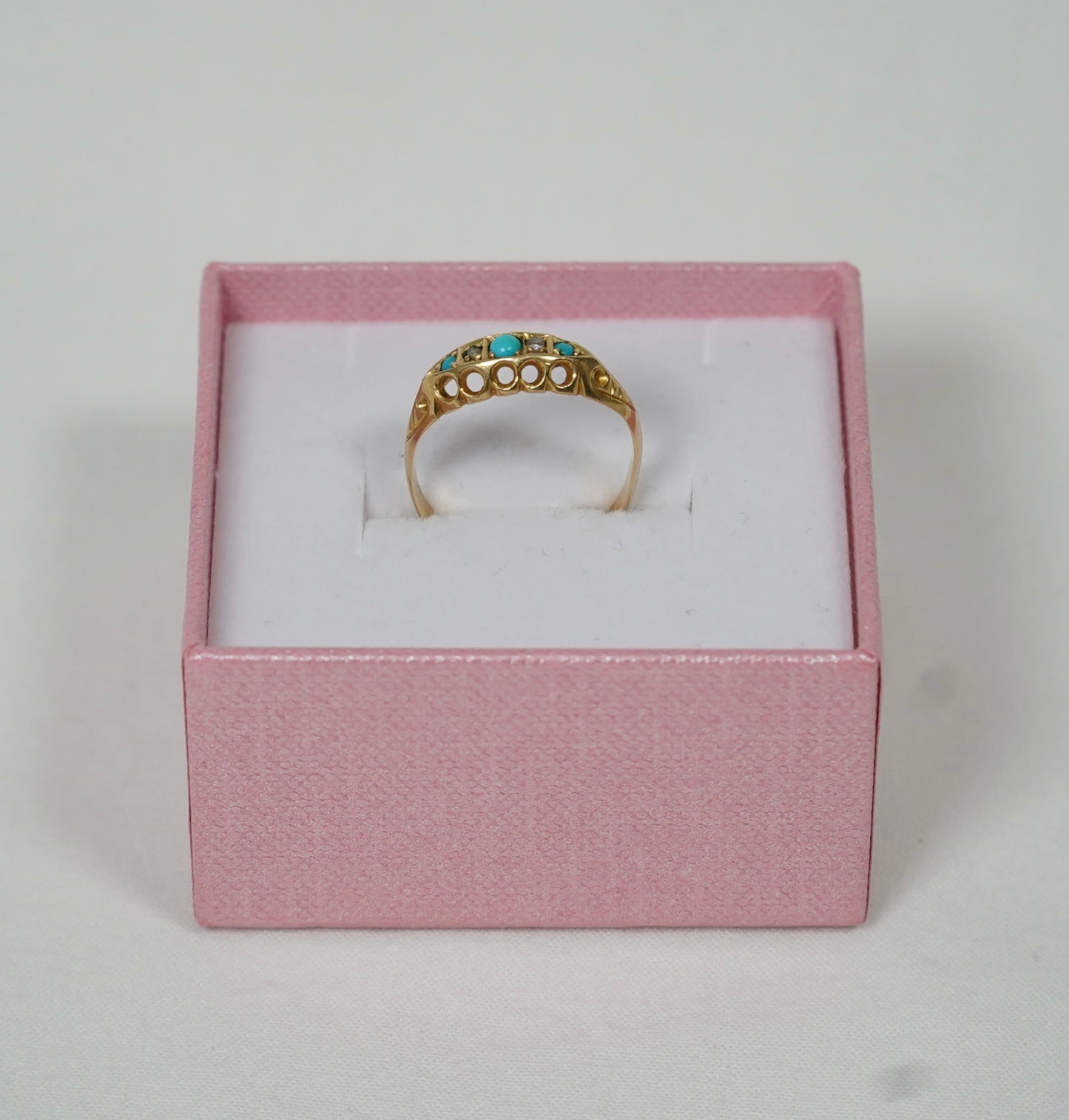 Edwardian 18CT Gold Ring, Turquoise and Diamond. Hallmarked for Chester 1904 Jewellery