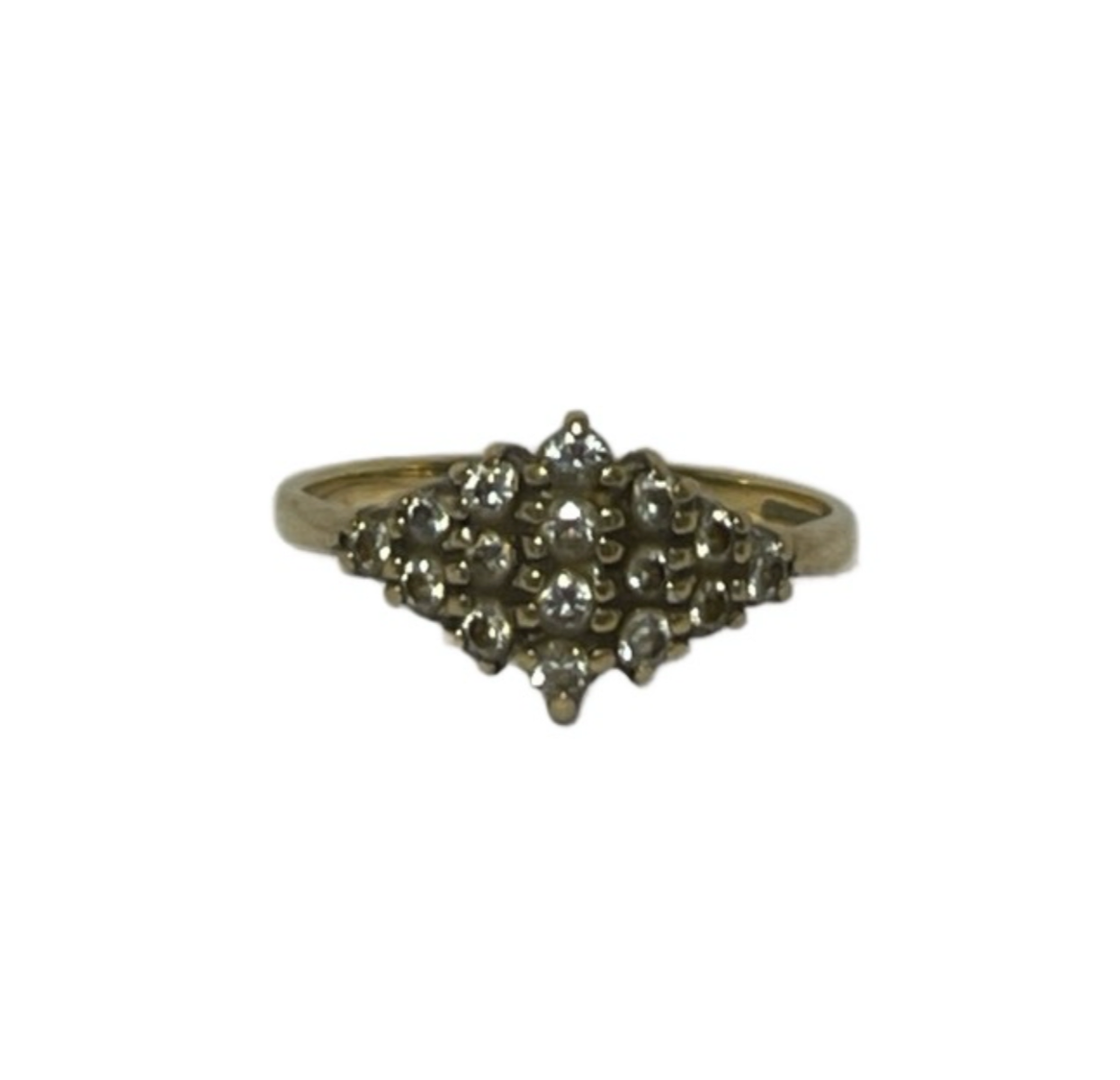 9CT Gold Ring, CZ Cluster, size M-N Jewellery