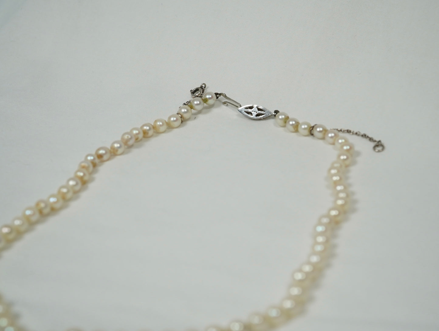 Pearls, 9CT White Gold Clasp Pearl Necklace, Diamond Set Jewellery