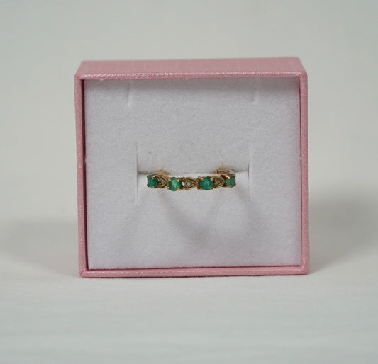 9 Carat Gold, Emerald And Diamond Ring, Size K, Hallmark, 1.35g Jewellery