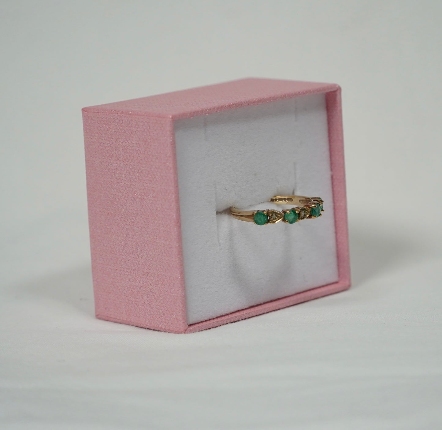 9 Carat Gold, Emerald And Diamond Ring, Size K, Hallmark, 1.35g Jewellery