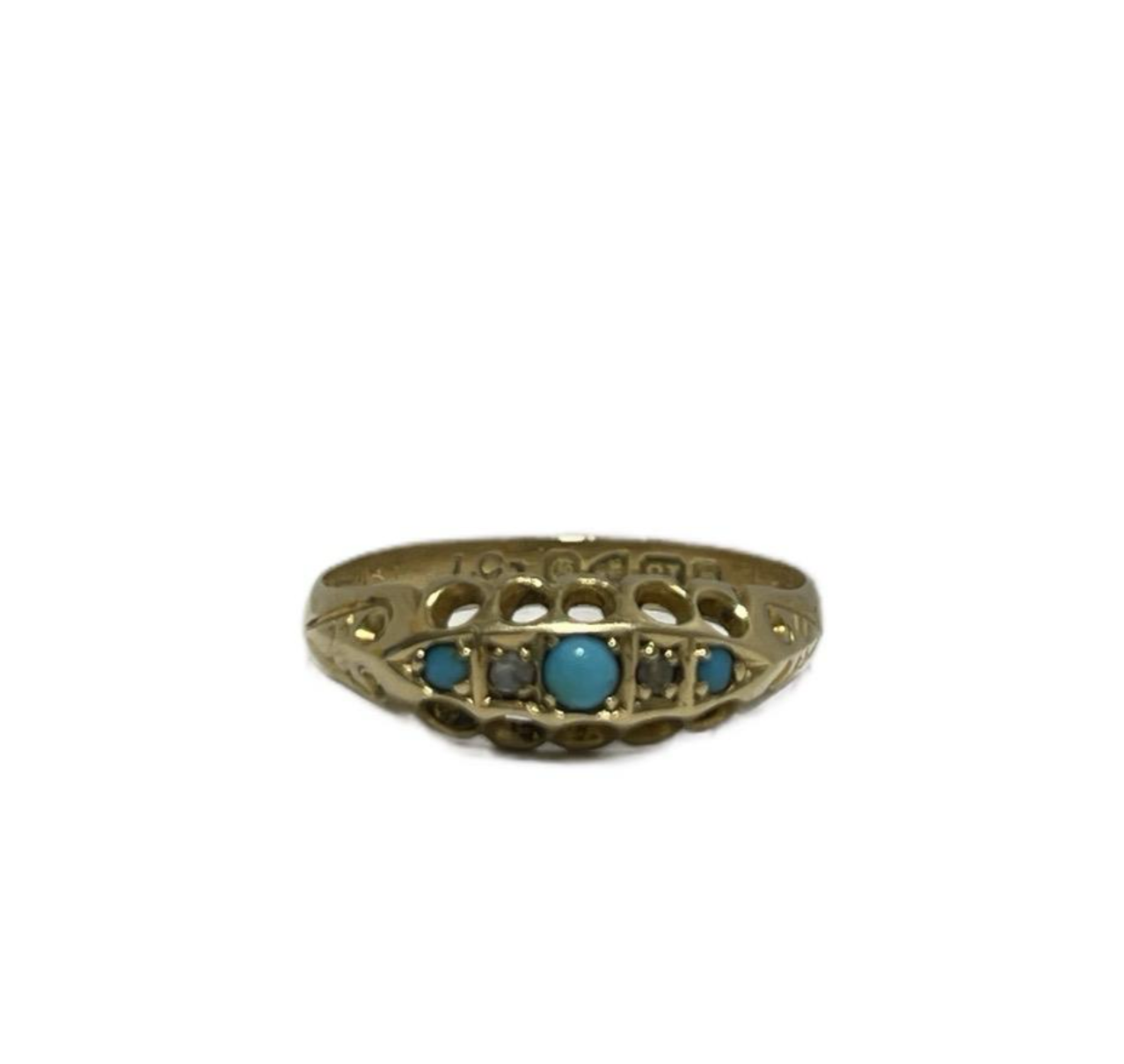 Edwardian 18CT Gold Ring, Turquoise and Diamond. Hallmarked for Chester 1904 Jewellery