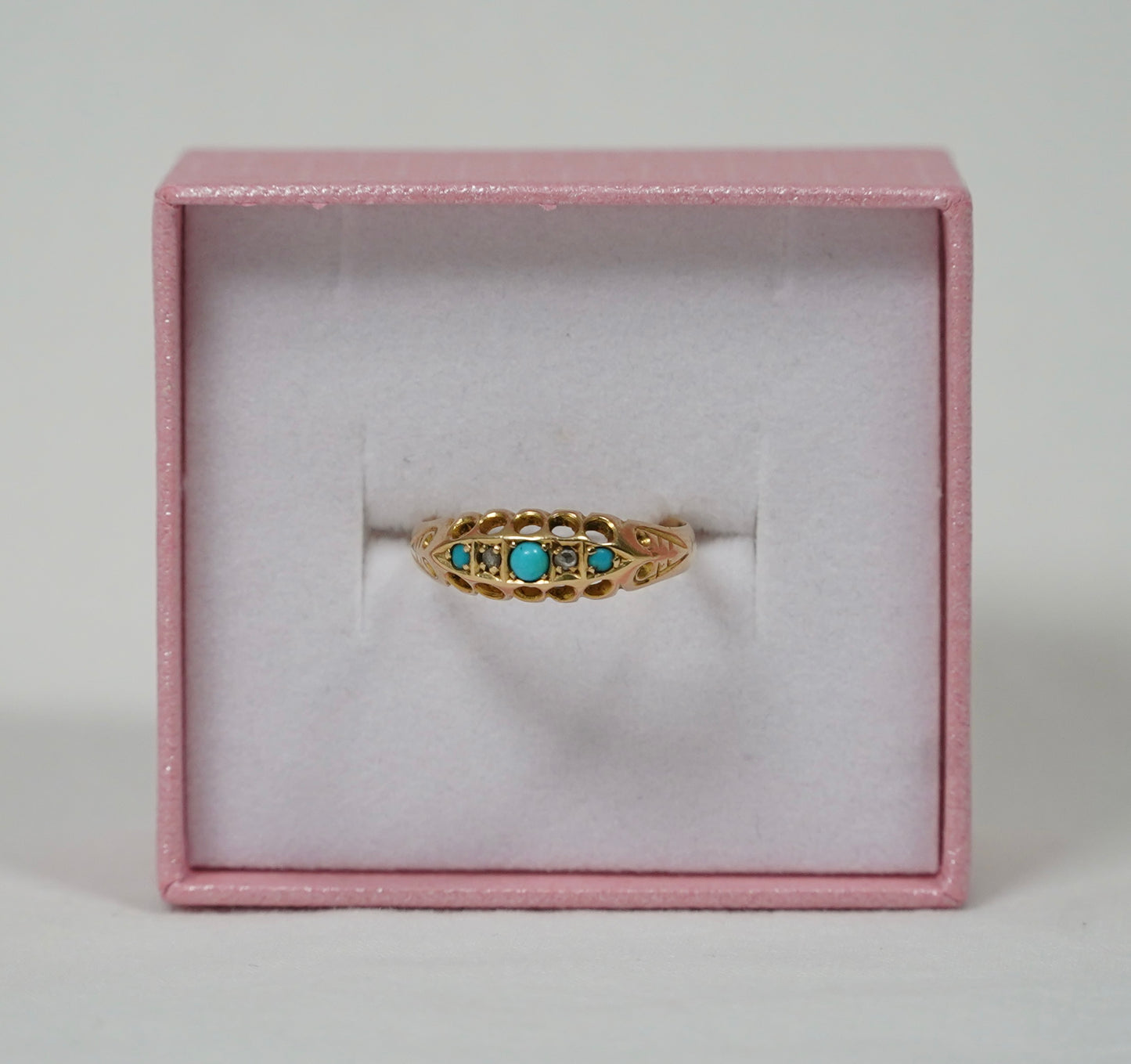 Edwardian 18CT Gold Ring, Turquoise and Diamond. Hallmarked for Chester 1904 Jewellery