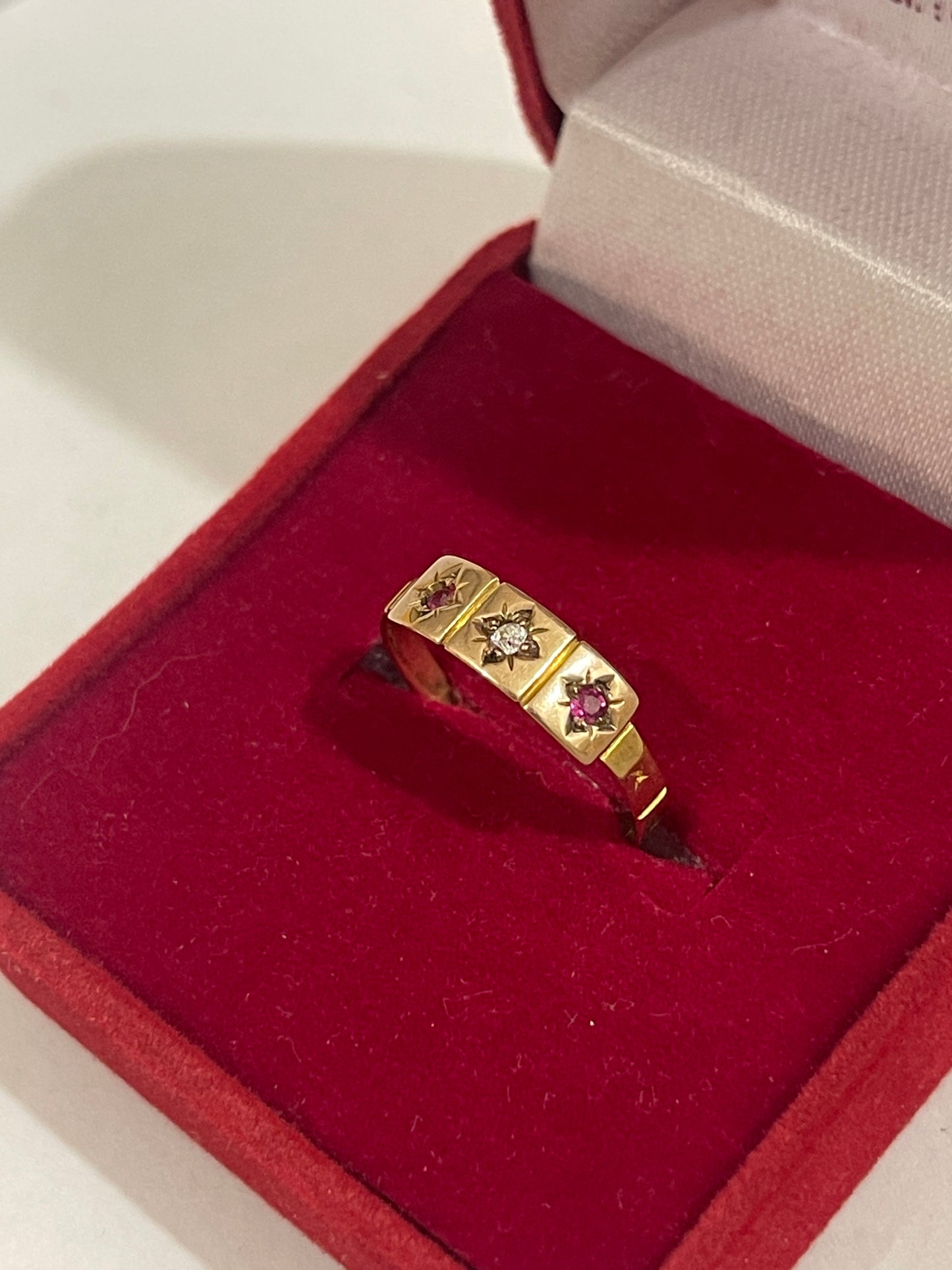 Victorian 18CT Gold Ruby and Diamond Ring, Hallmarked London 1873 - P 1/2 Jewellery