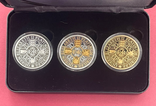 Elizabeth II,
Half Dollar,
Silver Gold Plated 3 Coin Set,
Elizabeth II Platinum Jubilee set,
Solomon Islands,
With COA,
2022 (B)