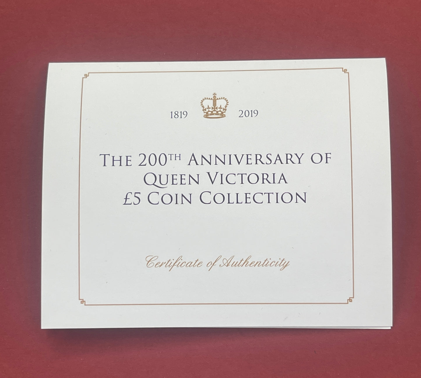 Elizabeth II,
Five Pound Set,
£5, Silver Plated 5 Coin Set,
200th Anniversary of Queen Victoria,
Alderney,
With COA,
2019 (B)