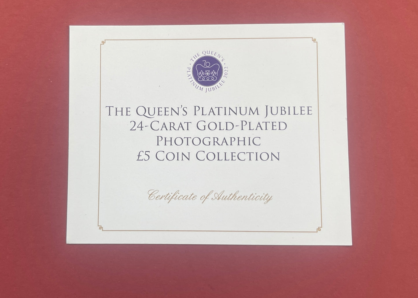 Elizabeth II,

Five Pound Coin Set,

£5, 4 Coin Set,

Queen’s Platinum Jubilee 24ct Gold Plated Photographic,

Ascension Island,

With COA

2022 (B)