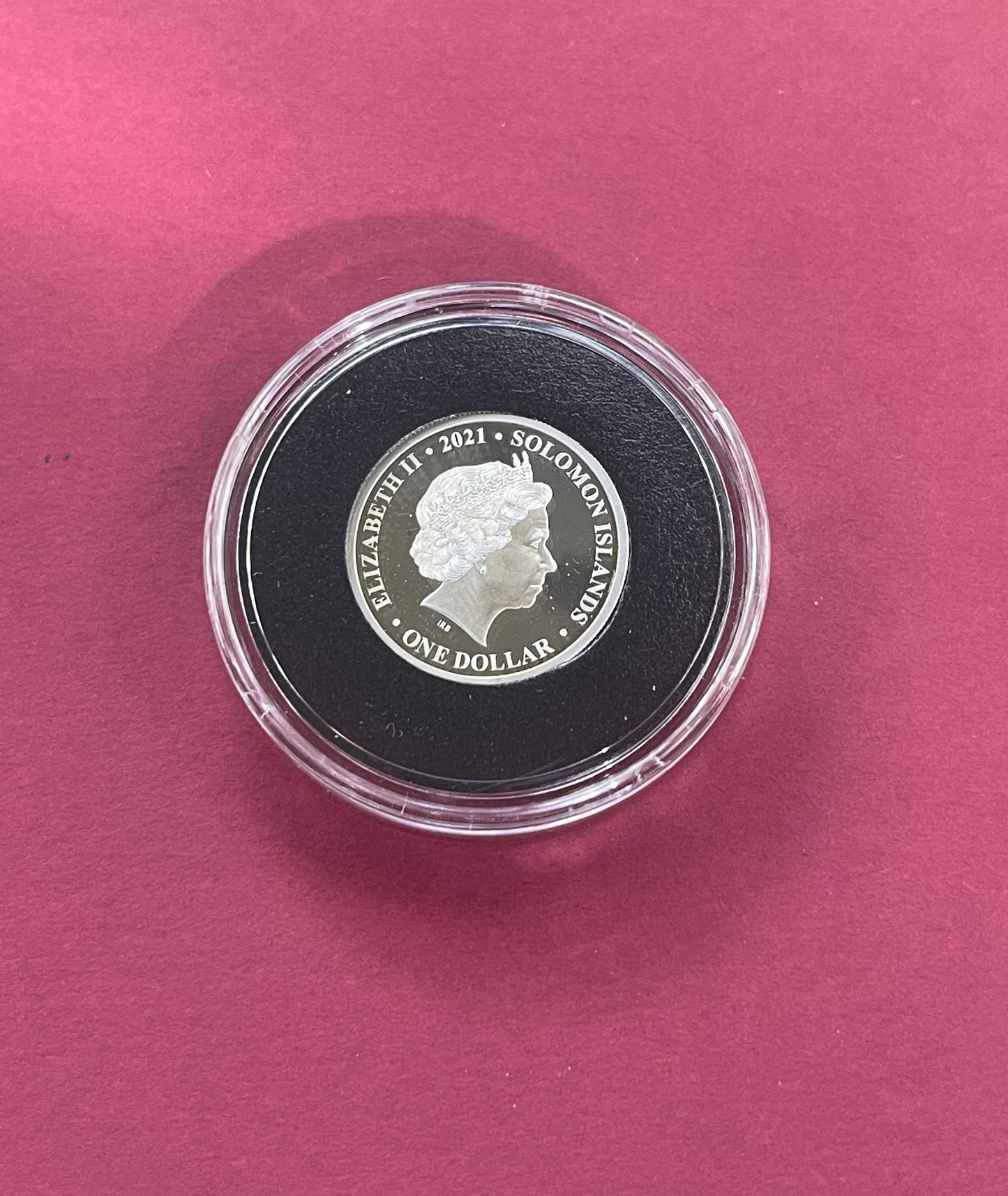 Elizabeth II,

Silver One Dollar, Five Dollar,

3 Coin Proof Set,

Platinum Jubilee Fine Silver Proof Set,

Solomon Islands,

With COA

2021 (B)