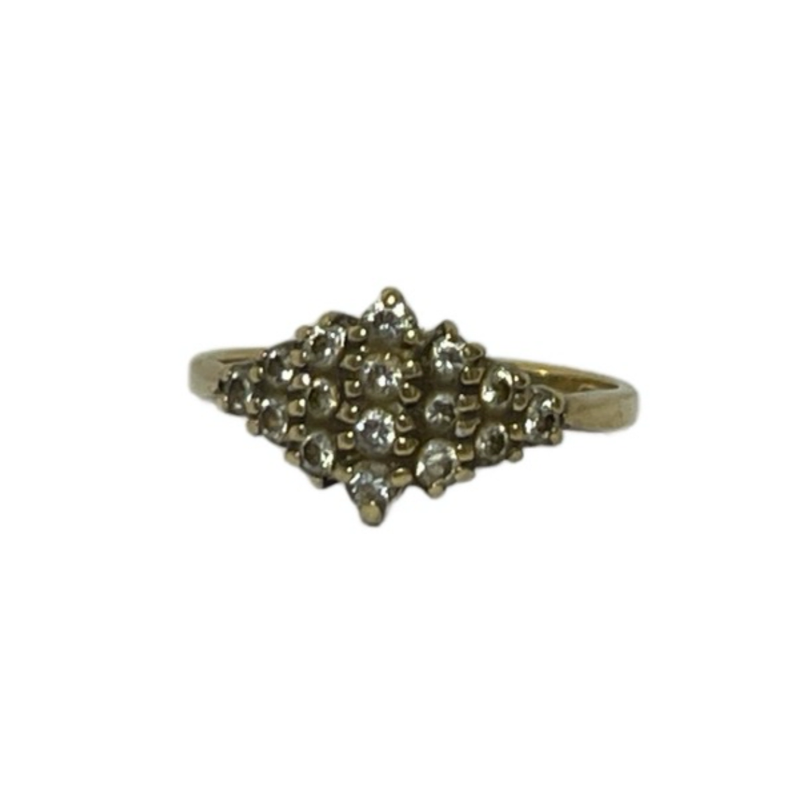 9CT Gold Ring, CZ Cluster, size M-N Jewellery