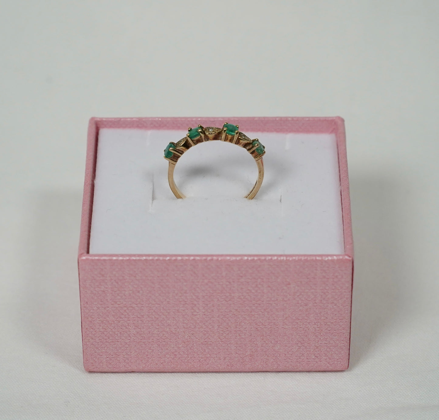 9 Carat Gold, Emerald And Diamond Ring, Size K, Hallmark, 1.35g Jewellery