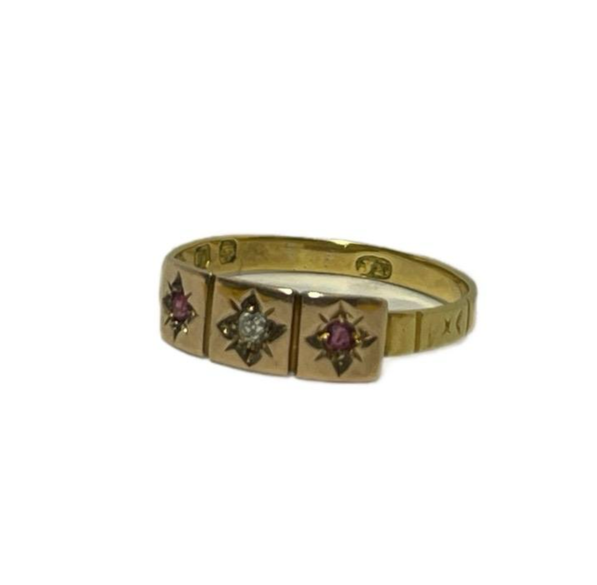 Victorian 18CT Gold Ruby and Diamond Ring, Hallmarked London 1873 - P 1/2 Jewellery