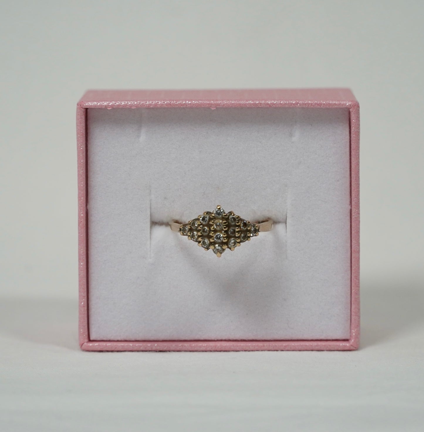 9CT Gold Ring, CZ Cluster, size M-N Jewellery