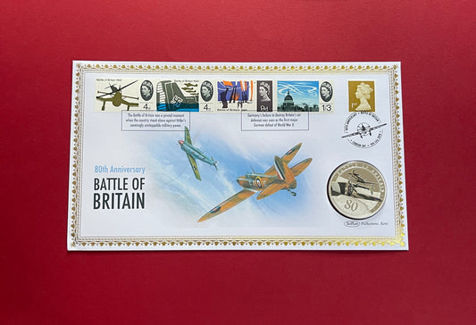 Elizabeth II,
Half Dollar,
Silver Plated Coin Cover,
80th Anniversary of the Battle of Britain,
Solomon Islands,
With COA,
2020 (B)
