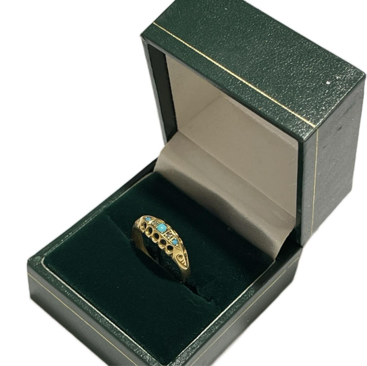 Edwardian 18CT Gold Ring, Turquoise and Diamond. Hallmarked for Chester 1904 Jewellery