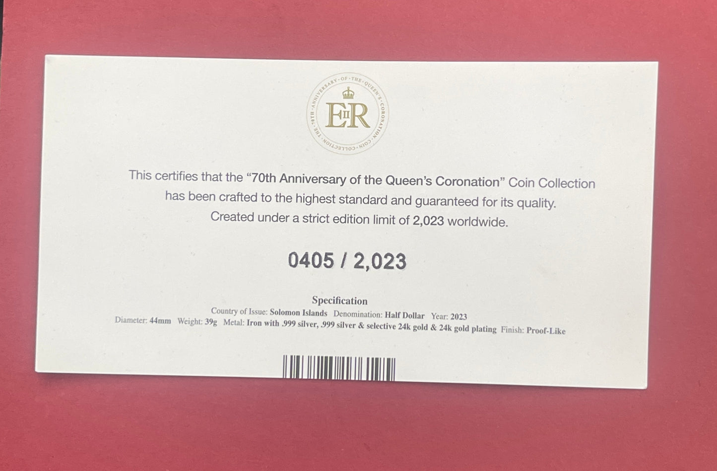 Elizabeth II,
Half Dollar,
Silver Gold Plated 3 Coin Set,
70th Anniversary of the Queens Coronation,
Solomon Islands,
With COA,
2023 (B)