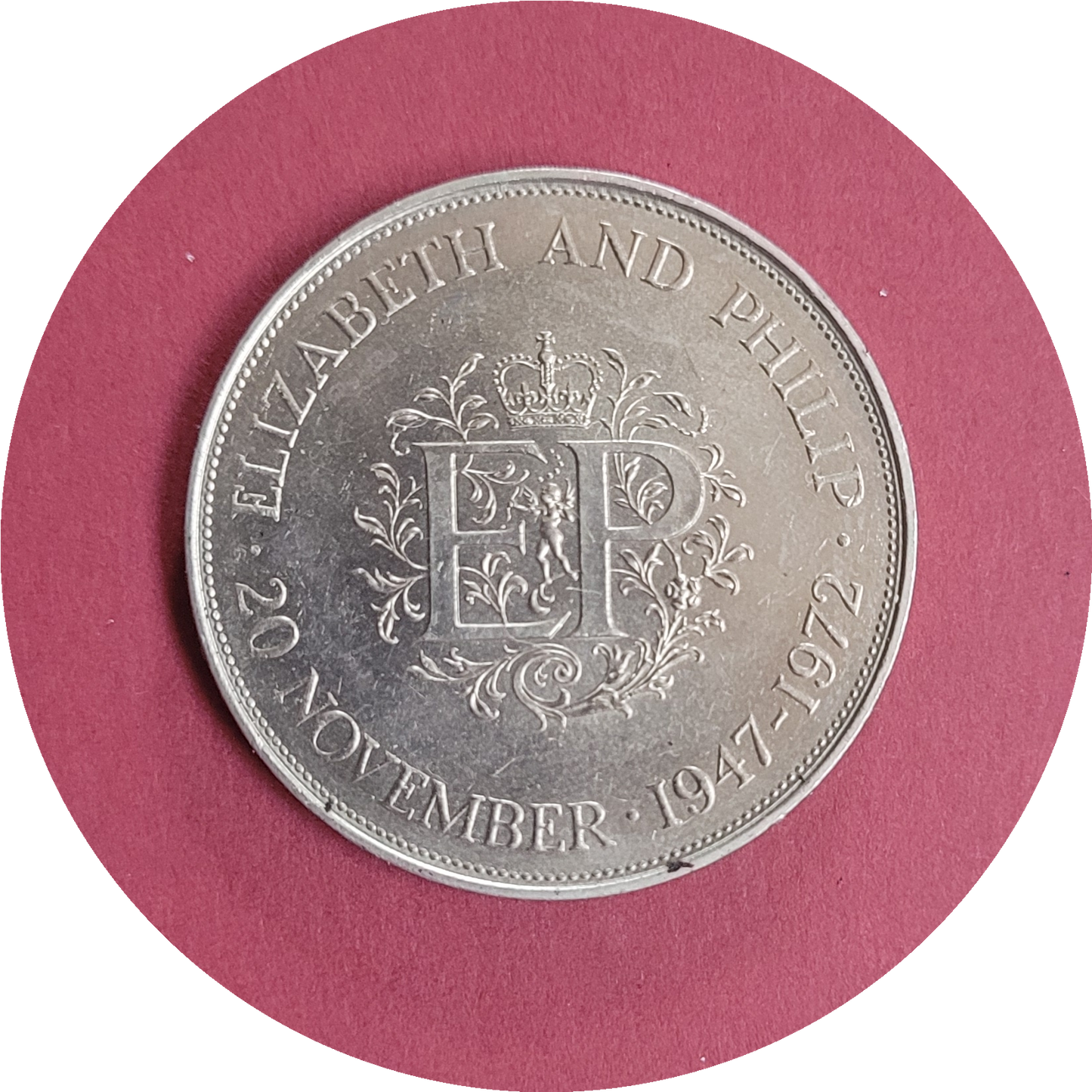 Elizabeth II,
Commemorative Crown,
Elizabeth and Philip EP anniversary,
1972 (B)