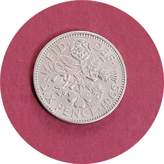 Elizabeth II,
Sixpence, six pence,
1965 (B)