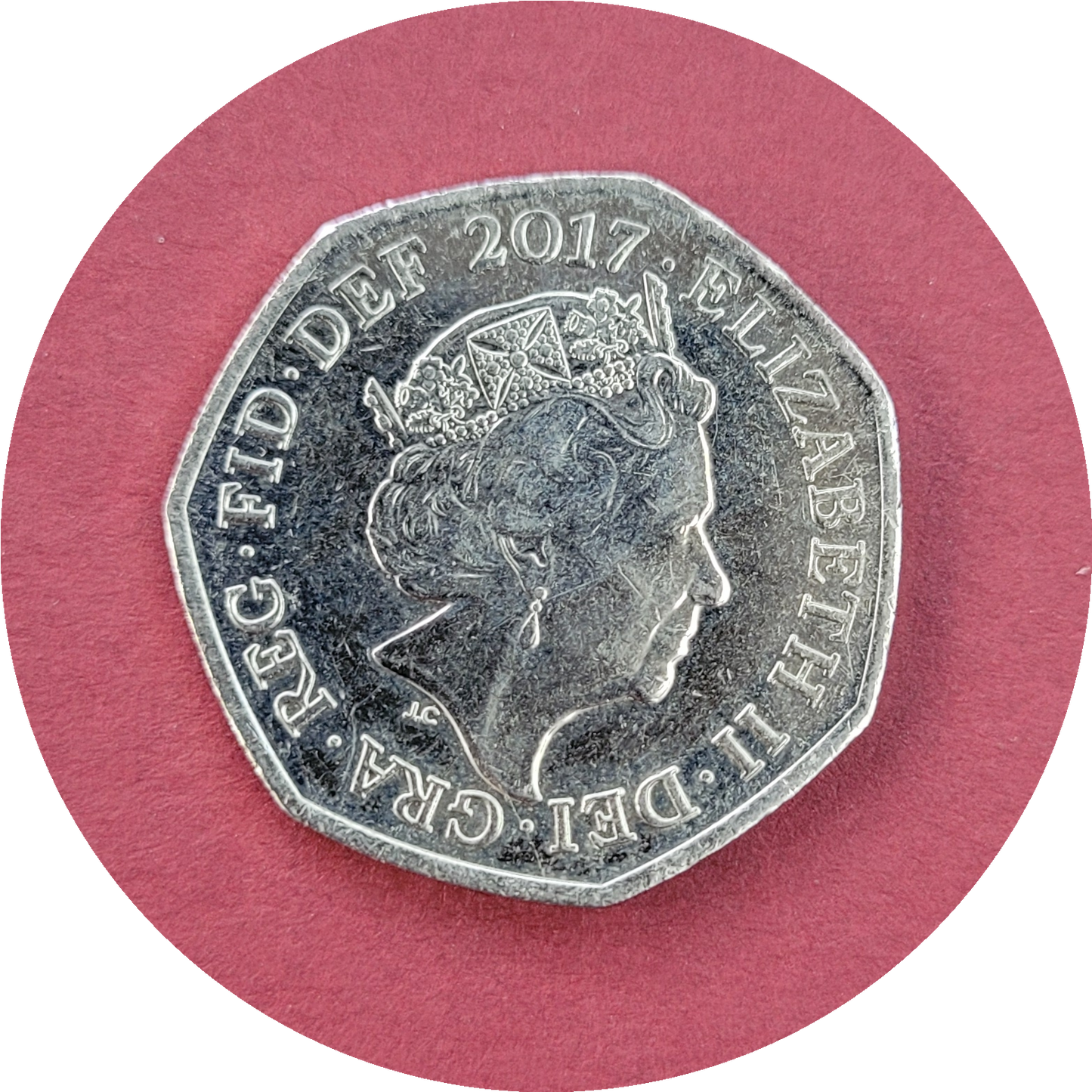 Elizabeth II,
Fifty Pence,
Isaac Newton,
2017 (B)