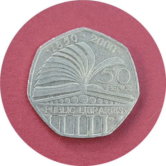 Elizabeth II,
Fifty Pence,
Public Libraries,
2000 (B)