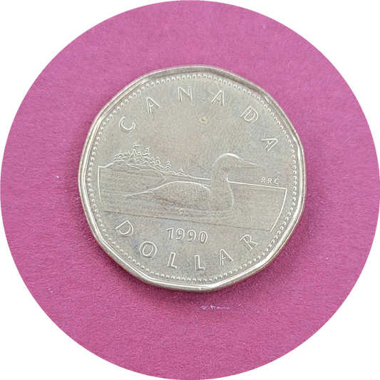 Elizabeth II,
One Dollar,
Canada,
1990 (N)