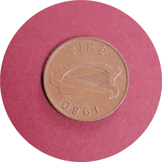 Elizabeth II,
One pence,
Republic of Ireland,
1980 (B)
