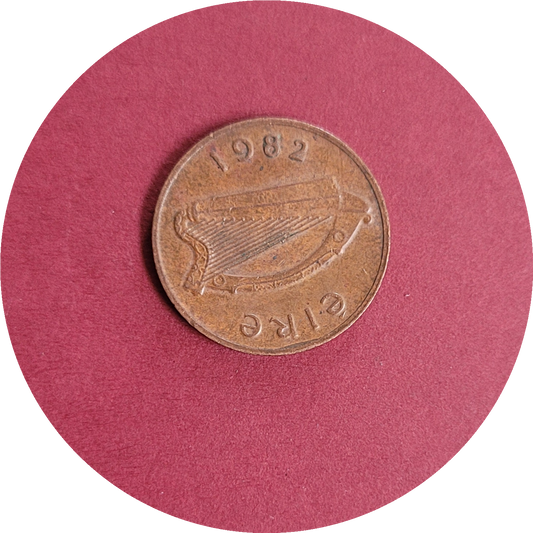 Elizabeth II,
One pence,
Republic of Ireland,
1982 (B)