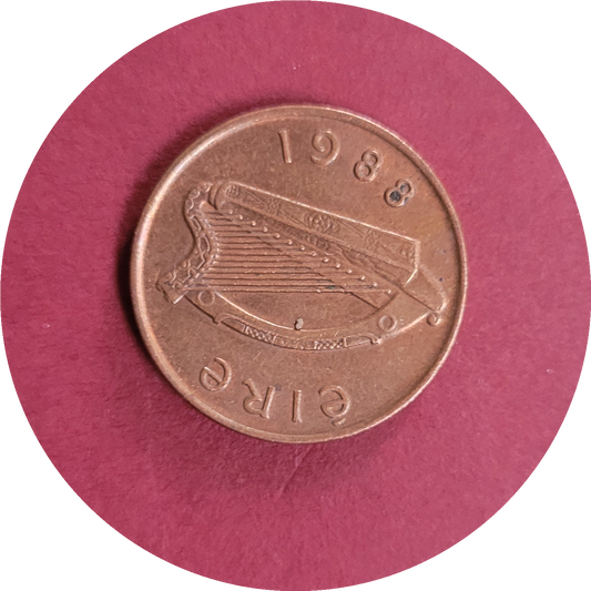 Elizabeth II,
One pence,
Republic of Ireland,
1988 (B)