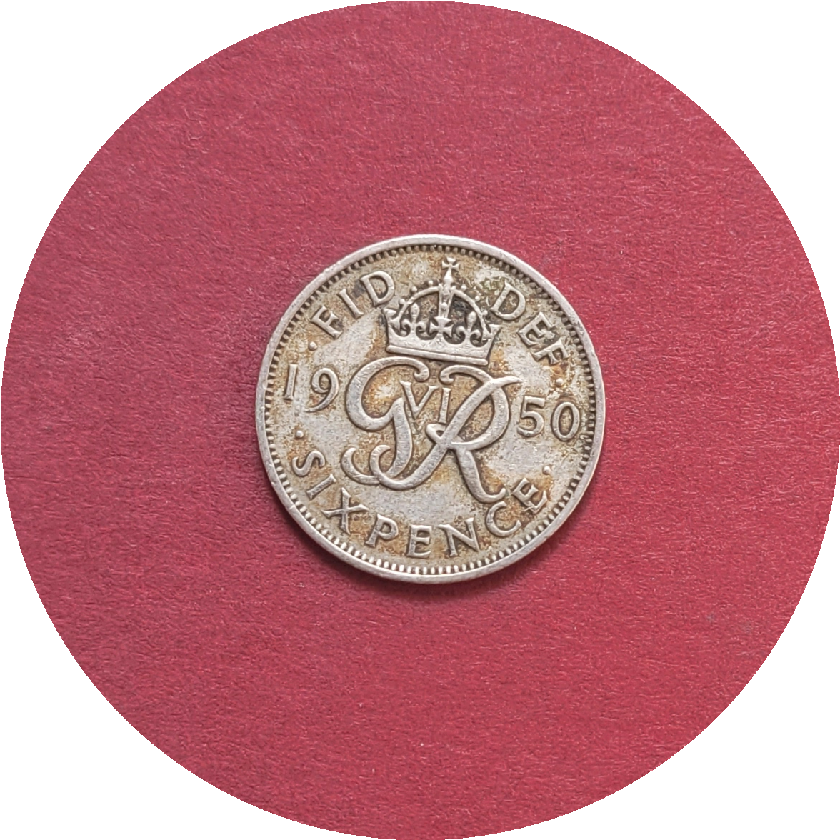 George VI,
Six Pence,
3rd Coinage,
1950 (B)