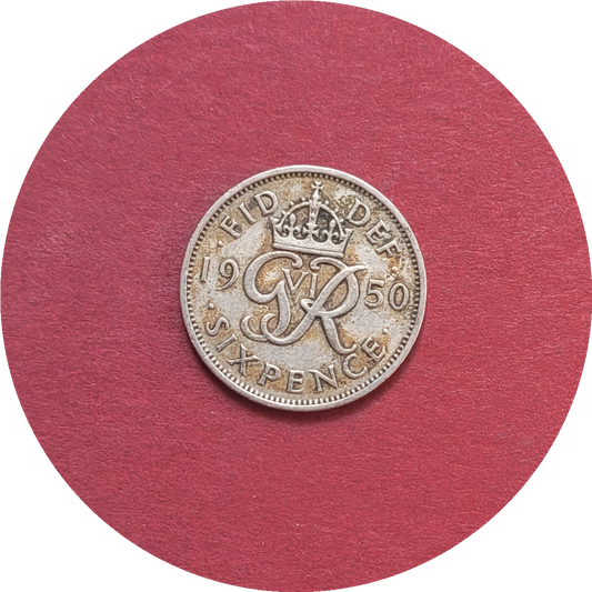 George VI,
Six Pence,
3rd Coinage,
1950 (B)