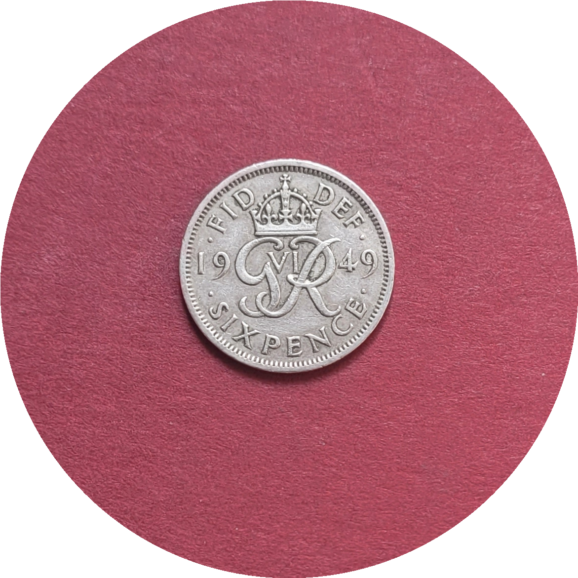 George VI,
Six Pence,
3rd Coinage,
1949
(B)