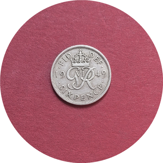 George VI,
Six Pence,
3rd Coinage,
1949
(B)