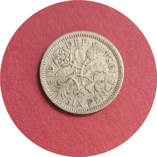 Elizabeth II,
Six Pence,
1st Coinage,
1954 (B)