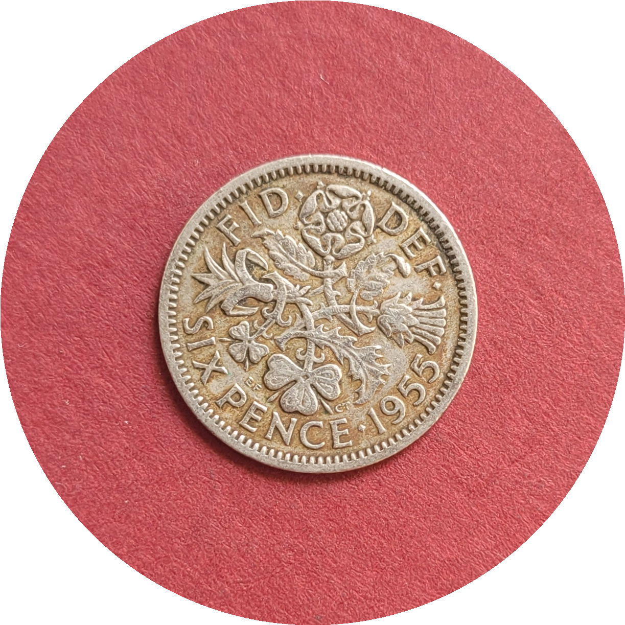 Elizabeth II,
Six Pence,
1st Coinage,
1955 (B)