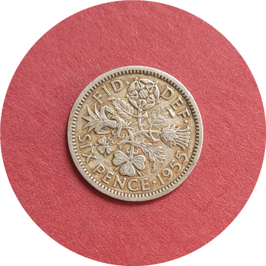 Elizabeth II,
Six Pence,
1st Coinage,
1955 (B)