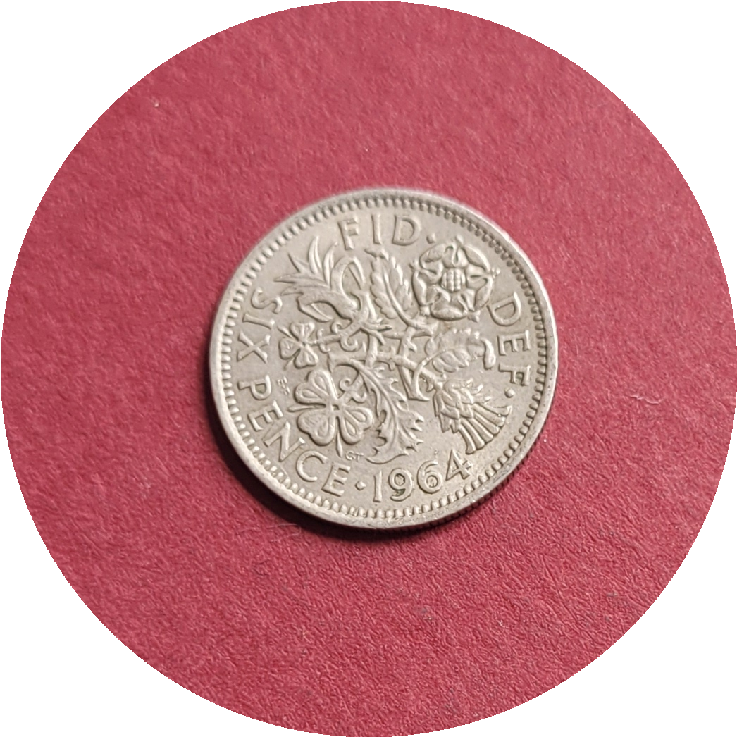 Elizabeth II,
Six Pence,
1st Coinage,
1964 (B)