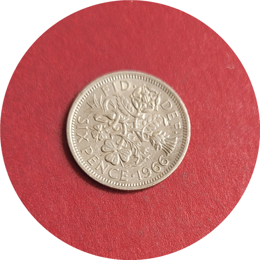 Elizabeth II,
Six Pence,
1st Coinage,
1966 (B)