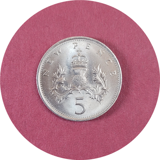 Elizabeth II, 5 Penny, New Penny, 1970 (B)
