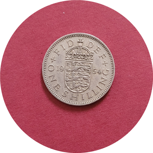 Elizabeth II,
One Shilling,
England,
1954 (B)