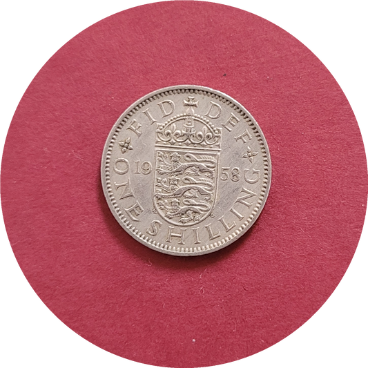 Elizabeth II,
One Shilling,
England,
1958 (B)